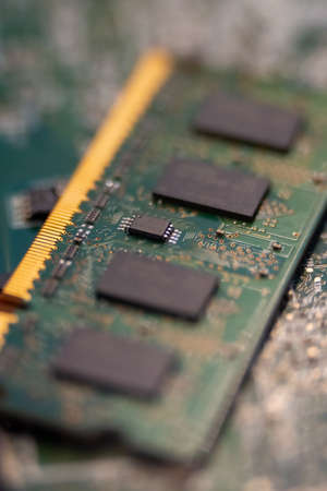 hi tech close-up of electronics circuit board or motherboard