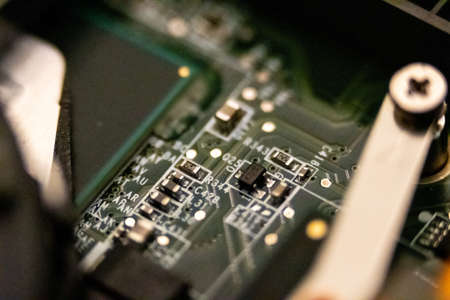 computer motherboard circuits parts or repairの写真素材
