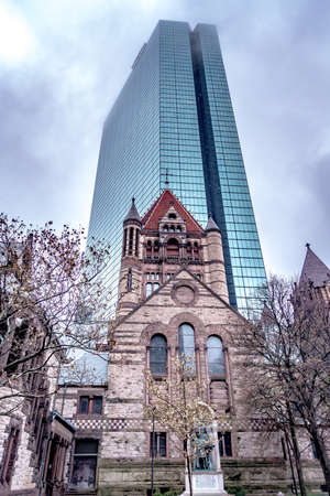 street scenes on rainy day in boston massachusettsの写真素材