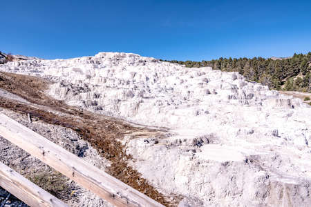 beautiful scenery at mammoth hot spring in yellowstoneの写真素材
