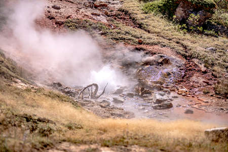Mammoth Hot Springs in Yellowstone National Park. USAの写真素材