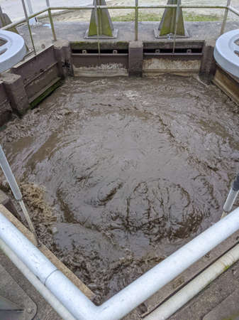 at a wastewater treatment plan in usaの写真素材