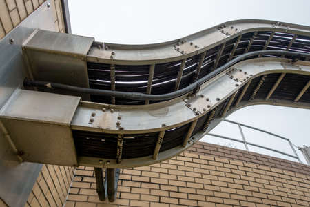 Cable tray with electrical wiring arrangement at industrial plantの写真素材