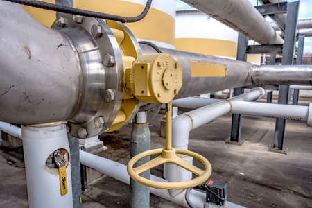 Pipes, tubes, machinery and steam turbine at a power plant