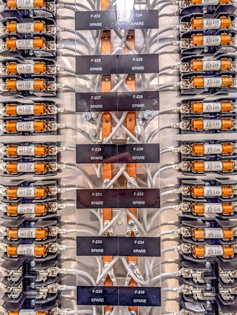 Electrical panel with fuses closeupの写真素材