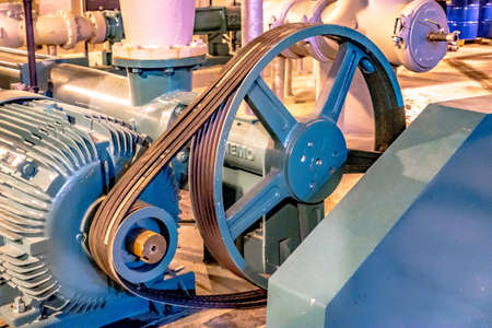 Equipment, cables and piping as found inside of industrial power plantの写真素材