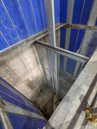 inside 3 story elevator shat during constructionの写真素材