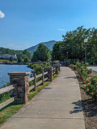 Lake junaluska in north carolina near maggie valleyの写真素材