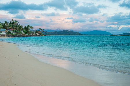 sunrise and beach scenes on island of oahu hawaiiの写真素材