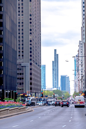 street and riverview scenes in downtown chicago