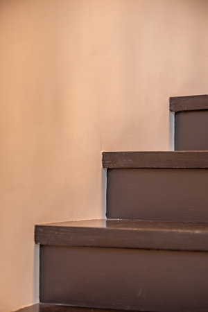 indoor staircase and railings details close-upの写真素材