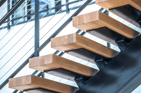 modern railing ans stair at new finished buildingの写真素材