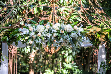 decorations at a wedding venue before holy matrimonyの写真素材