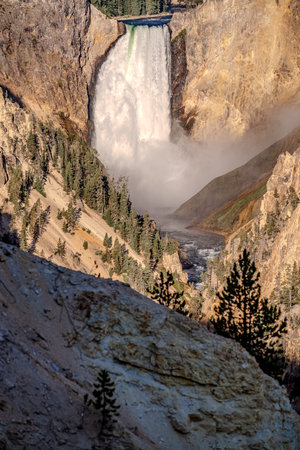 Lower Falls in Yellowstone Grand Canyon seen from Artist Point. Yellowstone National Park, Wyoming, USAの写真素材