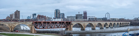 Minneapolis City Photo downtown skyline Minnesota early springの写真素材