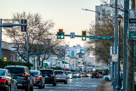 virginia beach cityscape before sunsetの写真素材