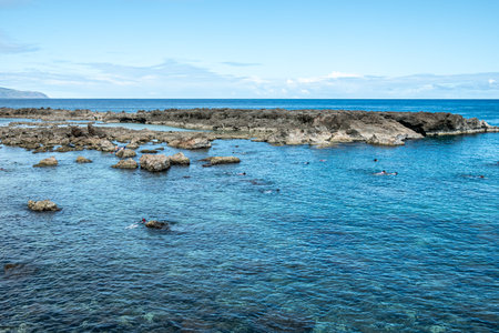 oahu island in hawaii northshore ocean scenesの写真素材