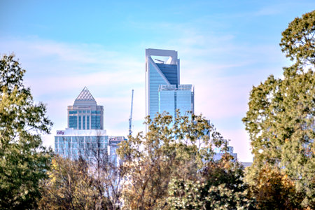 charlotte north carolina city skyline in fallの写真素材