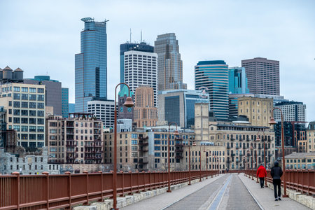 Minneapolis City Photo downtown skyline Minnesota early springの写真素材