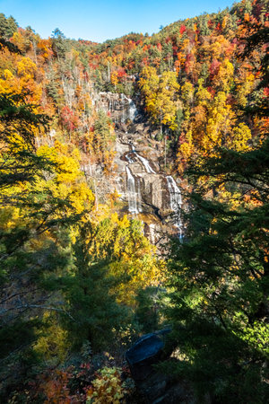 Whitewater Falls in Jocassee Gorge North Carolinaの写真素材