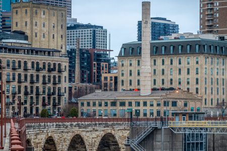 Minneapolis City Photo downtown skyline Minnesota early springの写真素材