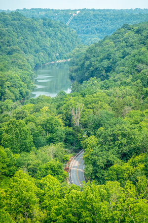 kentucky river and clays ferry interstate bridge overlookの写真素材
