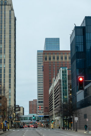 Minneapolis City Photo downtown skyline Minnesota early springの写真素材