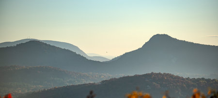 autumn season in the south carolina mountains near lake jocasseeの写真素材