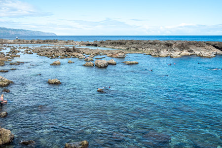 oahu island in hawaii northshore ocean scenesの写真素材
