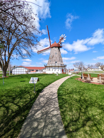 views of danish windmill in elk horn usaの写真素材
