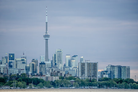 city of toronto skyline and street viewsの写真素材