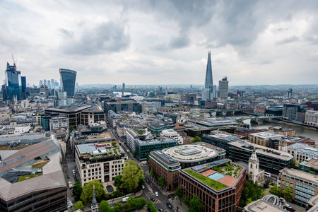 aeriall view of london on partially sunny dayの写真素材