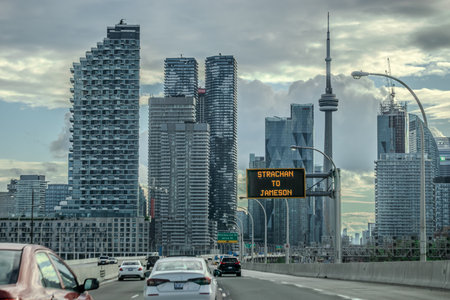 city of toronto skyline and street viewsの写真素材