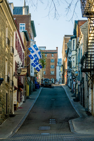 Canada, Old Quebec City tourist attractions, and beautiful architectureの写真素材