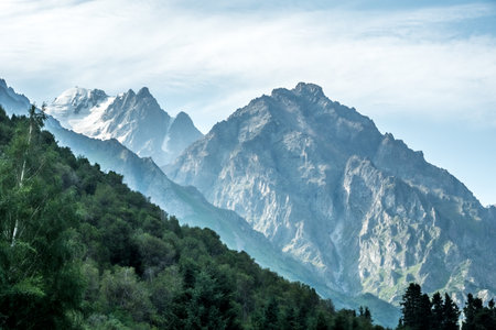 beautiful nature scenes around ala archa gorge in kygyzstanの写真素材