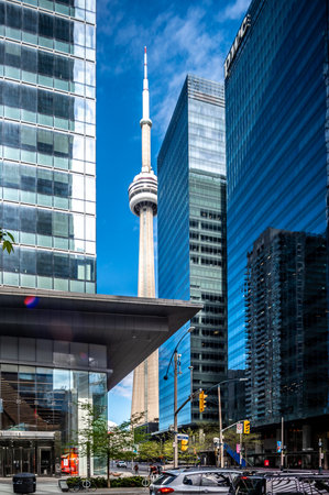 city of toronto skyline and street viewsの写真素材