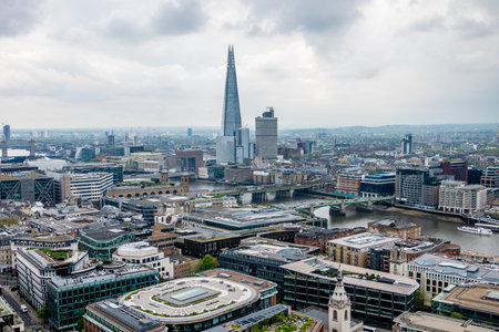 aeriall view of london on partially sunny dayの写真素材