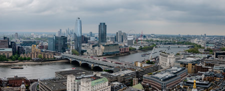 aeriall view of london on partially sunny dayの写真素材