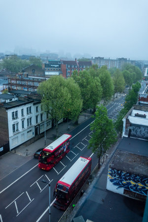 foggy london and city streets scenesの写真素材