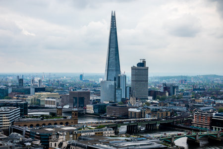 aeriall view of london on partially sunny day