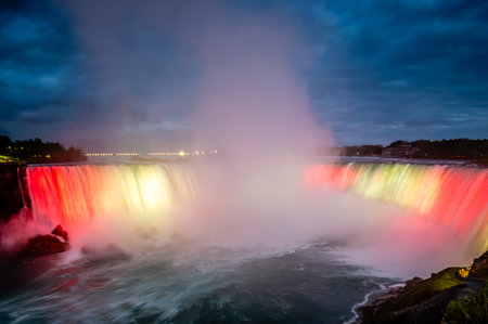 niagara falls at night canada sideの写真素材