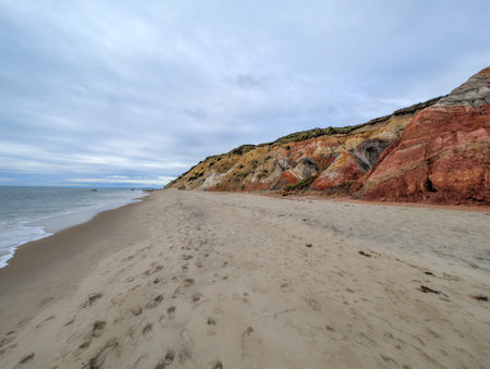 Beautiful landscape with sea coast at aquinnah marthas vinyardの写真素材