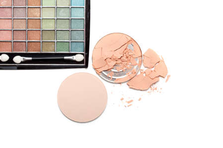 Make up - brushes and eye shadows paletteの写真素材