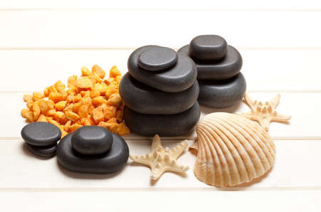 Spa stones and shellsの写真素材