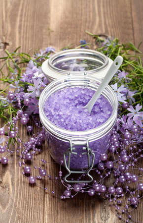 Aromatherapy - lavender bath saltの写真素材