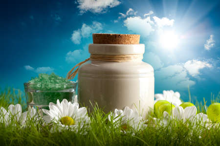 Aromatherapy minerals on nature backgroundの写真素材