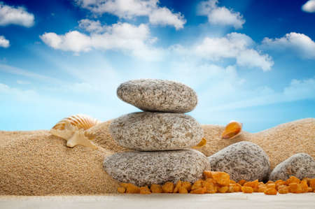 Spa still life - stones on beachの写真素材
