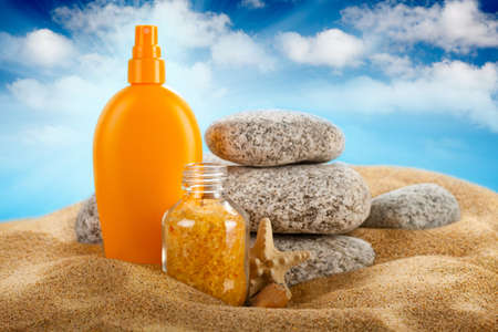 Spa - suntan oil and bath saltの写真素材