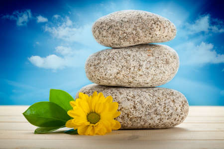 Spa still life - stones and flowerの写真素材