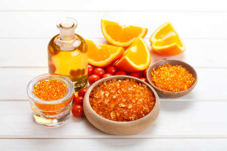 Spa essentials - orange aromatherapyの写真素材